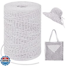 LEREATI White Raffia Yarn for Crochet Bags, 1.5mm x 328 Yards Rou
