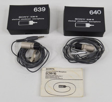 Lot of 2 Sony ECM-16 Electret Condenser Lapel Microphones 639 640 w/ Cases