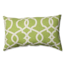 - 512761 Lattice Damask Leaf Rectangular Throw Pillow,Green Beige