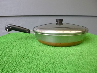 VINTAGE REVERE WARE 12" SKILLET / FRY PAN W/ LID COPPER CLAD 1801