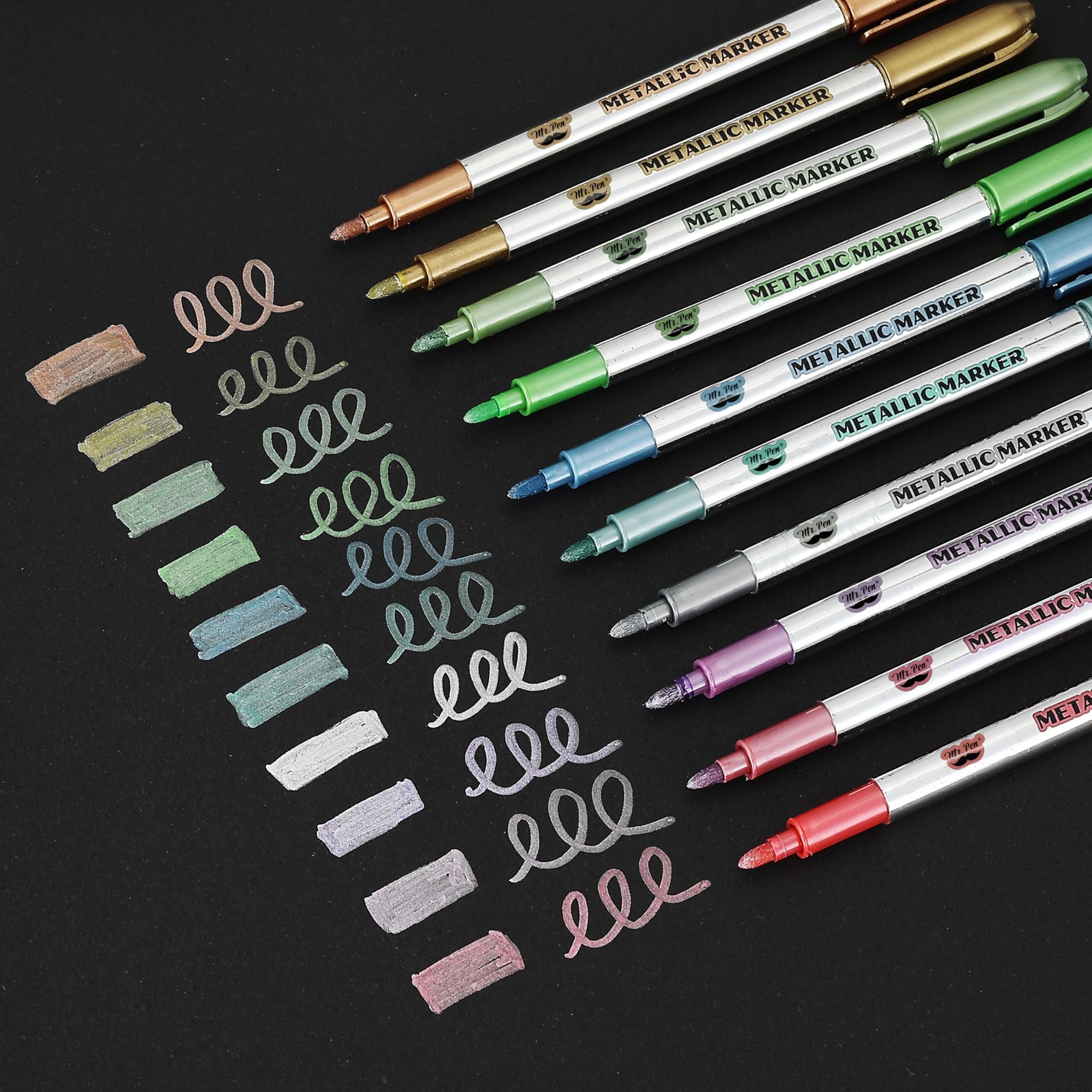 , 10 Colors, Metallic Markers For Black Paper Pens To...