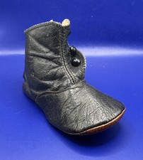 Old Baby Shoe Early 1800s Baby Shoe BLACK GLASS BUTTON Only 1