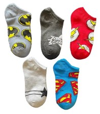 Justice League Boys No Show Socks Batman The Flash Superman Size: 7.5 - 3.5