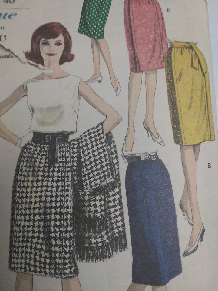 Skirt Pencil Straight Stole Scarf 30 Vogue 5583 Sewing Pattern VTG 50's CUT Knee - Image 2 of 4