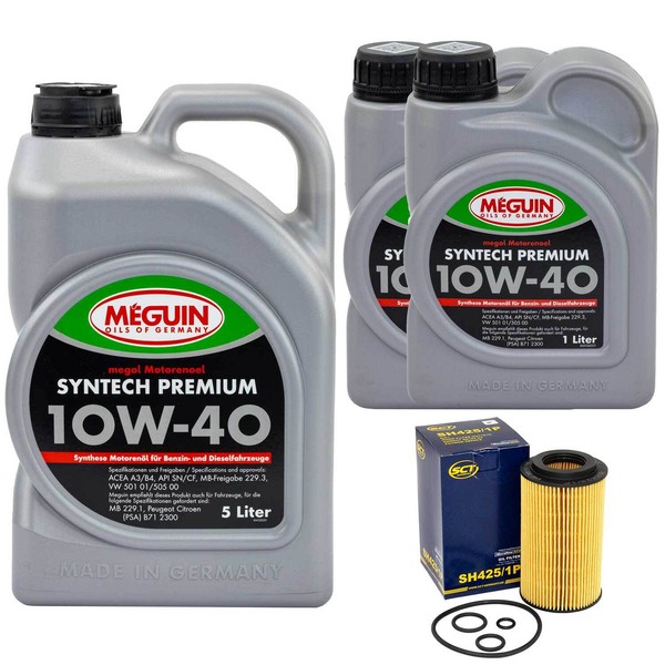 MotoröL Set Syntech 10W-40 Meguin 7 Liter + ÖLfilter FüR Mercedes C-Klasse Opel-image