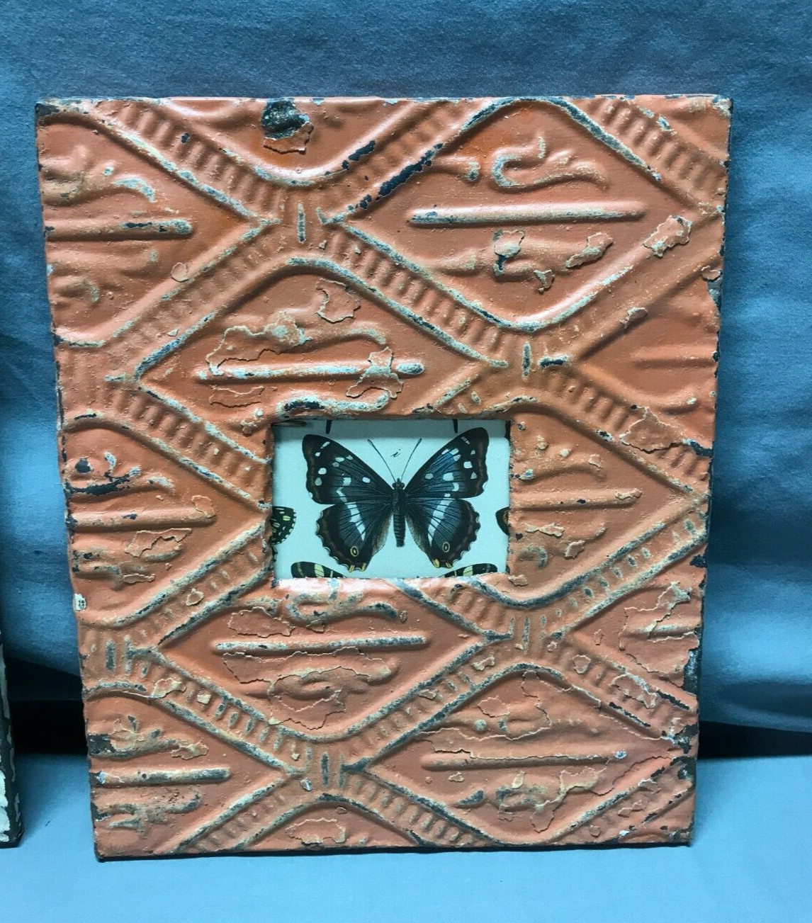 Vintage Mixed Lot 3 Shabby Tin Ceiling Wrapped Picture Frames Old 1822-24B