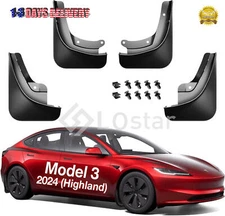 2024 2025 Tesla Model 3 Mud Flaps Splash Guards Fenders No Drilling No Tape