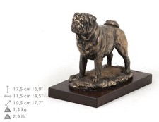 Pug, Wood Statuette, Bronze, ArtDog, DE