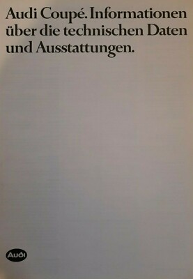1984 AUDI COUPE car sales brochure, German text. Technical specifications - RARE