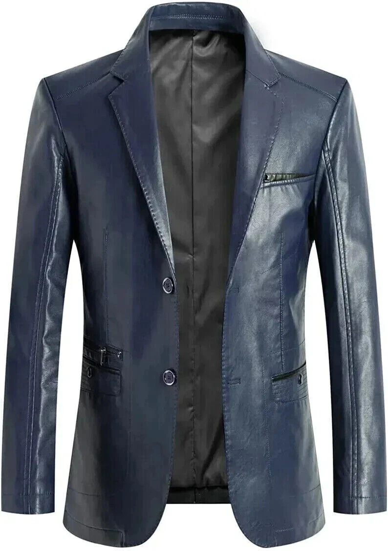 Men's 100% Genuine Lambskin Leather Blazer Coat Stylish Party Formal