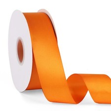 Double Faced Solid Color Orange Satin Ribbon 1-1/2" X 50 Yards Continuous Hig...