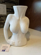 Flora Bunda Handcrafted by Artisians Female Form Body Ceramic Vase 9.5" NWT