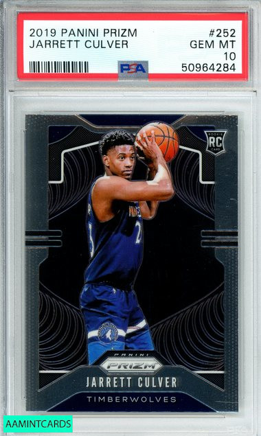 2019 PANINI PRIZM JARRETT CULVER #252 TIMBERWOLVES ROOKIE RC PSA 10 GEM MINT