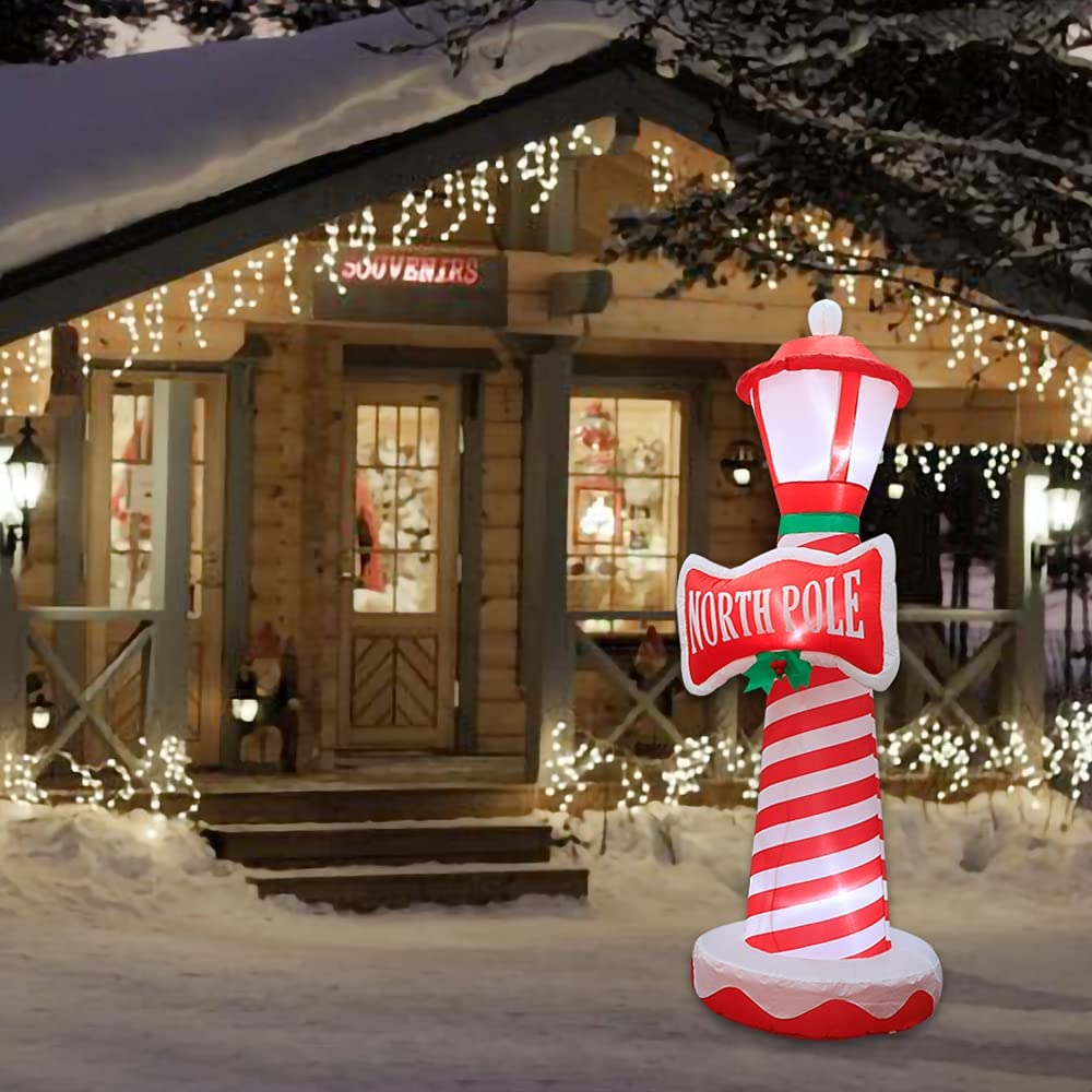 6ft Inflatable Christmas Light Post Blow up LED Lights Yard Lawn