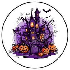 PURPLE HAUNTED HOUSE HALLOWEEN ENVELOPE SEALS LABELS STICKERS PARTY FAVORS