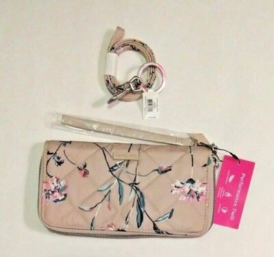 NWT Vera Bradley RFID Accordion Wristlet in Strawflowers + Free Lanyard