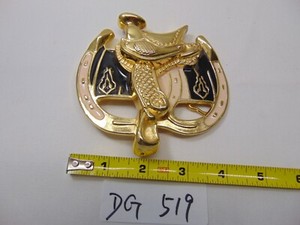 Vintage Horse Saddle Cutout Belt Buckle Gold Tone & Pink Cowgirl Rockabilly