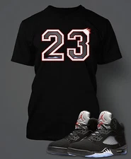 23 Sneaker Tee Shirt to Match J5 OG BLACK METALLIC Shoe Graphic Men T Big Tall