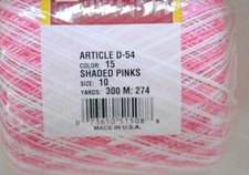 Shaded Pinks Crochet Thread  Color 15  Size 10  D-54 / 300Yds / South Maid