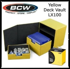 Quality BCW Deck YELLOW Case LX 100 Gaming Cards Storage Removable Tray & Box 