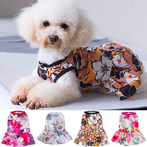Small Pet Dog Cat Puppy Print Princess Dress Skirt Dog Clothes Vest Shirt Coat / - Picture 4 of 15