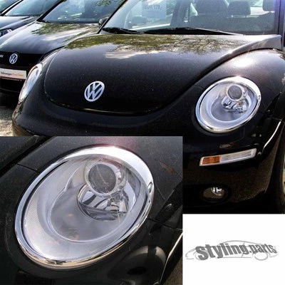 MARCO DE FAROS CROMADOS PARA VW NEW BEETLE de Facelift aprox. 2006 a 2011