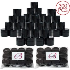 300 Pieces 7G/7ML Black Thick Cosmetic Sample Container Jars with Lid BPA Free