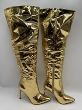 NWB INC Women’s IYONNA Tall Over-The-Knee Boots Gold Size 7.5M
