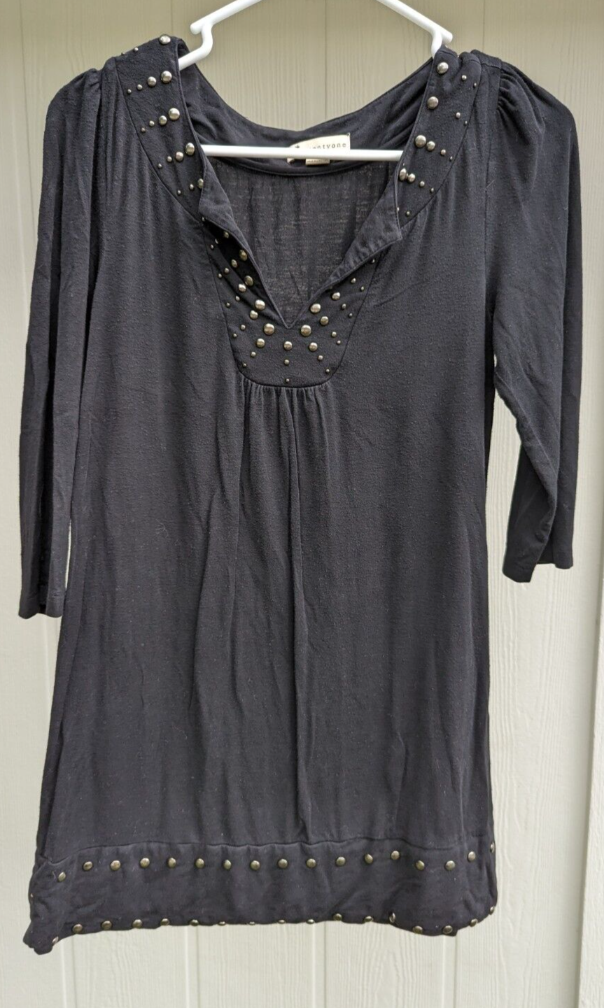 Black 21 Dress Medium 3/4 Sleeve Rivet Detail Stretch Rayon Spandex Blend-image