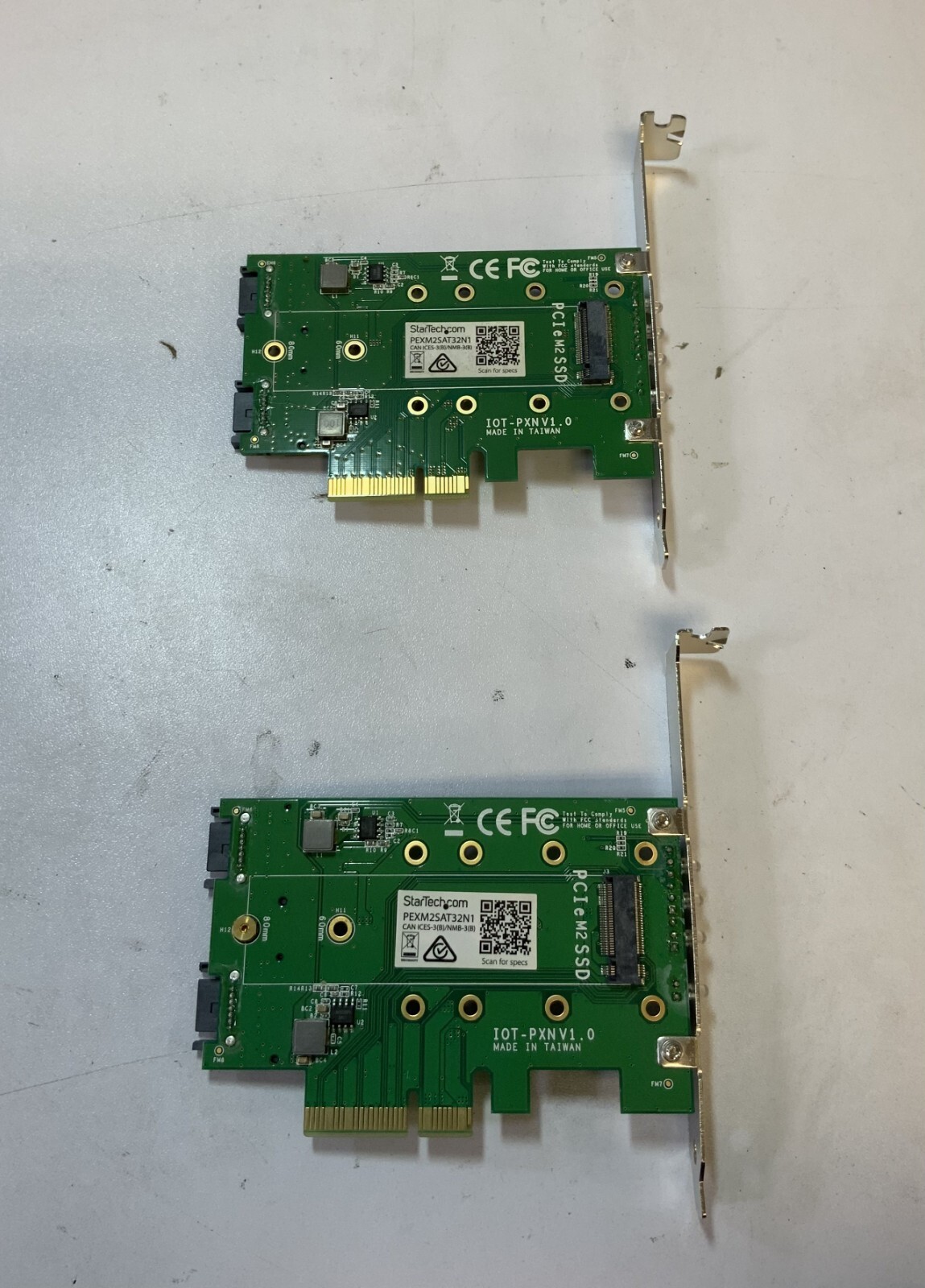 (Lot of 2) StarTech PEXM2SAT32N1 V 1.0 PCIe M.2 SSD Storage Expansion Card "Q4E"