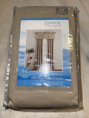 COASTAL LIFE MELBOURNE NATURAL 2 ROD POCKET PANELS 42'' X 84'' NEW