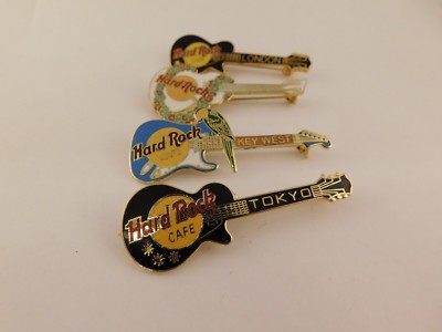 HARD ROCK CAFE ENAMELED GUITAR PINS RARE LONDON TOKYO HAWAII