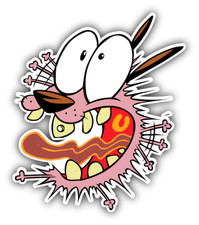 Courage The Cowardly Dog Shouts Cartoon Car Bumper Sticker Decal 5''x 4''