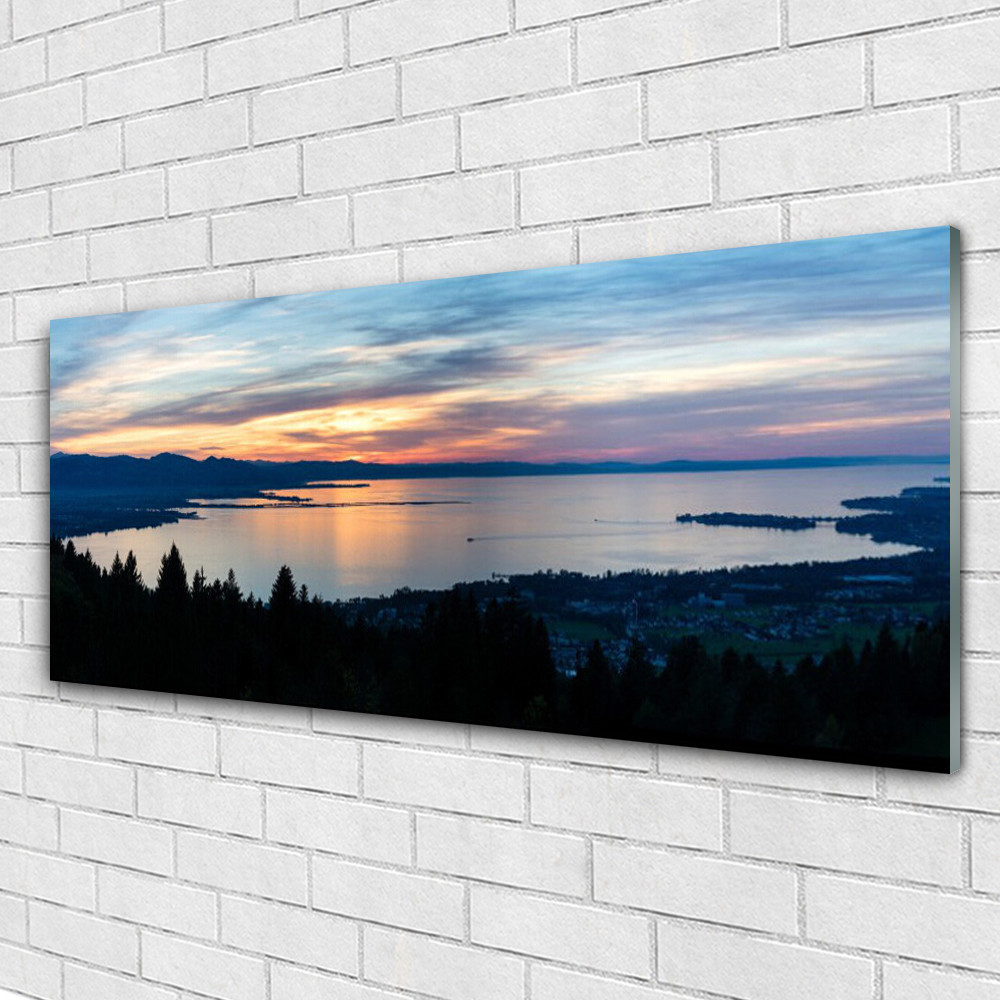 Tableau de paysage plage de la mer sur verre acrylique 125x50 cm pour décoration murale