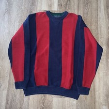 Vintage John Ashford Colorblock Knit Crewneck Sweater Heavy Cotton Striped XL