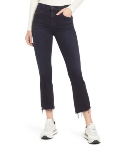 MOTHER THE INSIDER CROP STEP FRAY JEANS NIGHT IN PARIS BLACK MOTHER THE INSIDER CROP STEP FRAY JEANS NIGHT IN PARIS BLACK