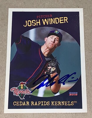 Josh Winder SIGNED 2019 Cedar Rapids Kernels Team Card Auto RC Minnesota Twins