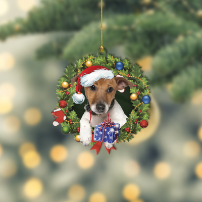 Jack Russell Terrier Dog Christmas Wreath Ornament Jack Russell Terrier Dog  Xmas