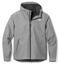 NEW NORTH FACE JACKET XL COAT RAIN WIND PROOF HOODED GRAY FULL ZIP MENS