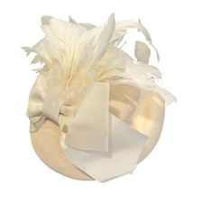 Vintage Miss Bierner Cream Fascinator Hat With Feathers  Veil