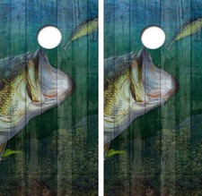 Large Mouth Bass Strike Cornhole Board Wrap LAMINATED Decal Vinyl Sticker 4369