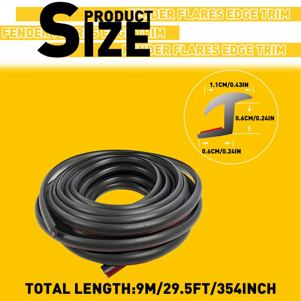 9M Trim Edge Rubber Fender Flare Gasket Seal Rubber For Car Truck Wells Wheel - Image 2 of 4