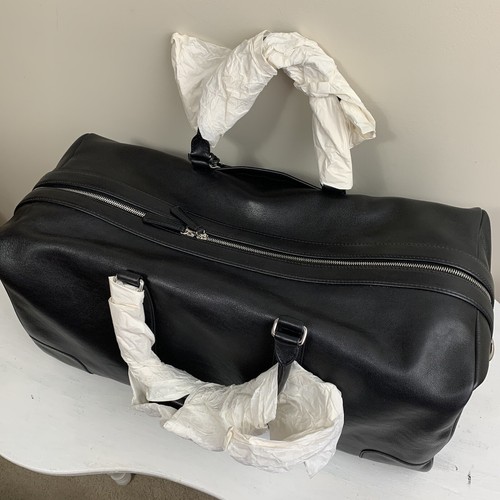 NWT-COACH VTG 90s Black LEATHER Cabin Weekender Duffle Shoulder Bag-22 x 14 x 10 - Picture 7 of 10