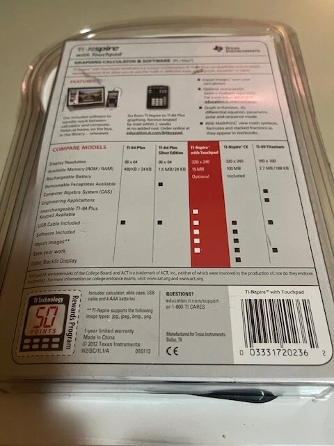 Texas Instruments TI-nspire Touchpad GraphCalculator (Older Model-collectible) - Image 3 of 4