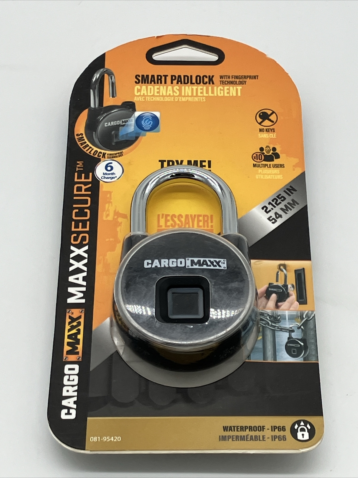CARGO MAXX SECURE Smart Padlock With Fingerprint Technology Waterproof