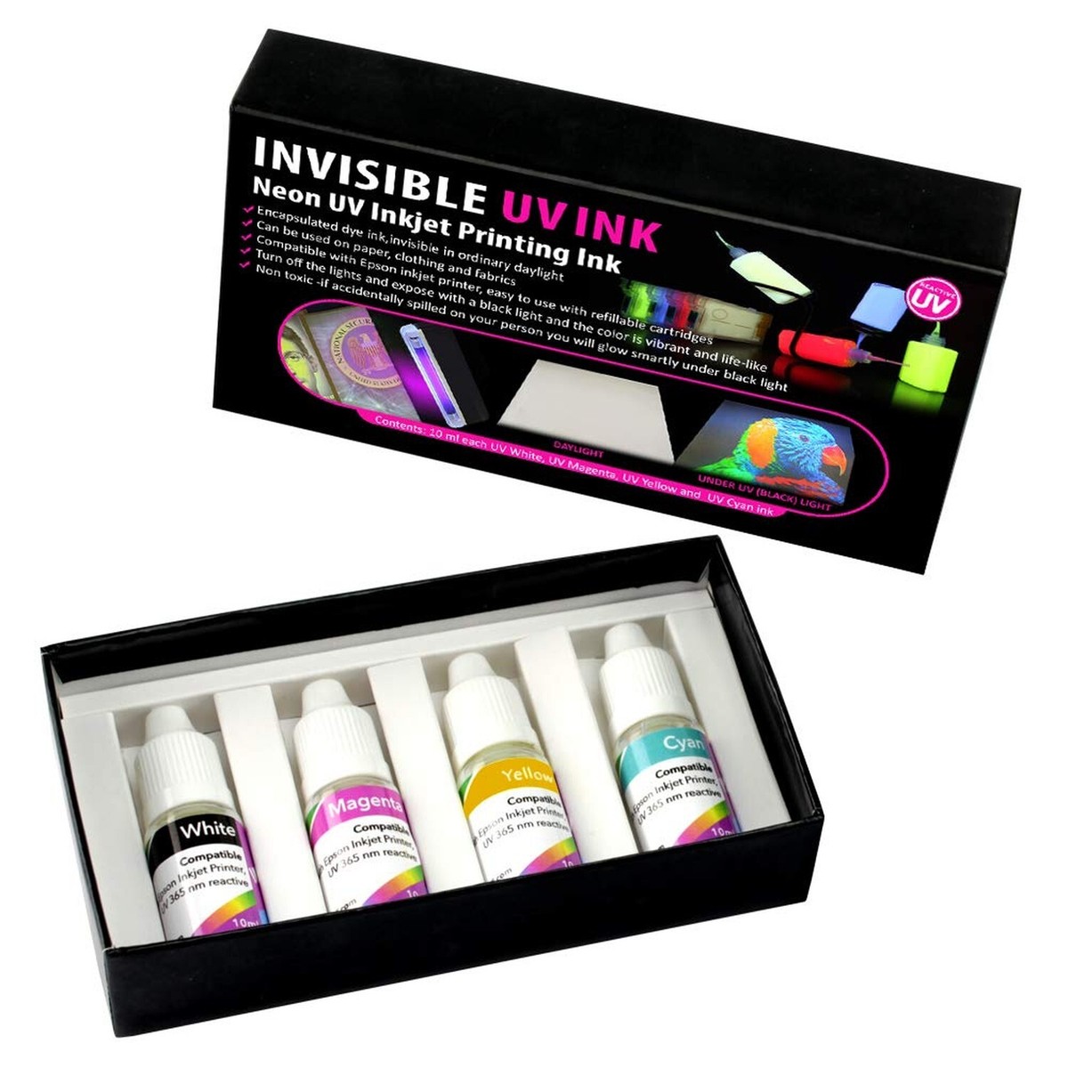 Professional Invisible UV Ink for Inkjet Printers 4 Colors Set, 10