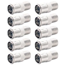 10x F-Type Male to Female Quick-Push-On Adapter Coaxial Cable Connector Nickel