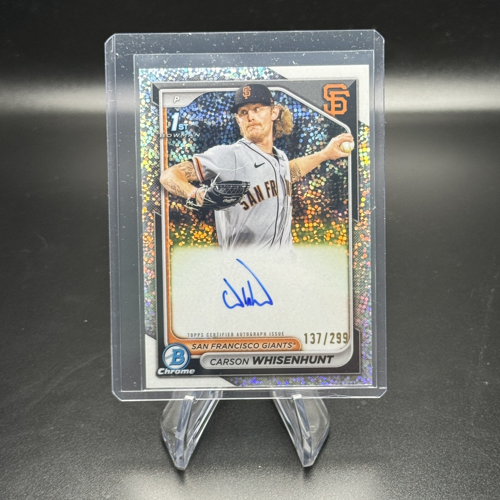 2024 Bowman Chrome 1st Carson Whisenhunt Speckle Refractor Auto /299 SF Giants