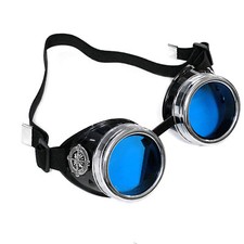 Vintage Silver Steampunk Goggles Glasses Welding Cyber Glasses b5