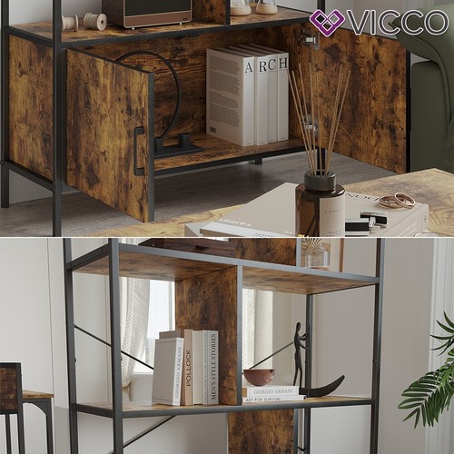 Bücherregal Fyrk Eiche rustikal 80 x 180 cm mit 4 Regalebenen Vicco - Bild 5 von 9